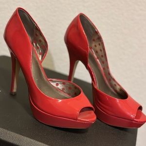 4inch, Fergalicious, coral platform heels